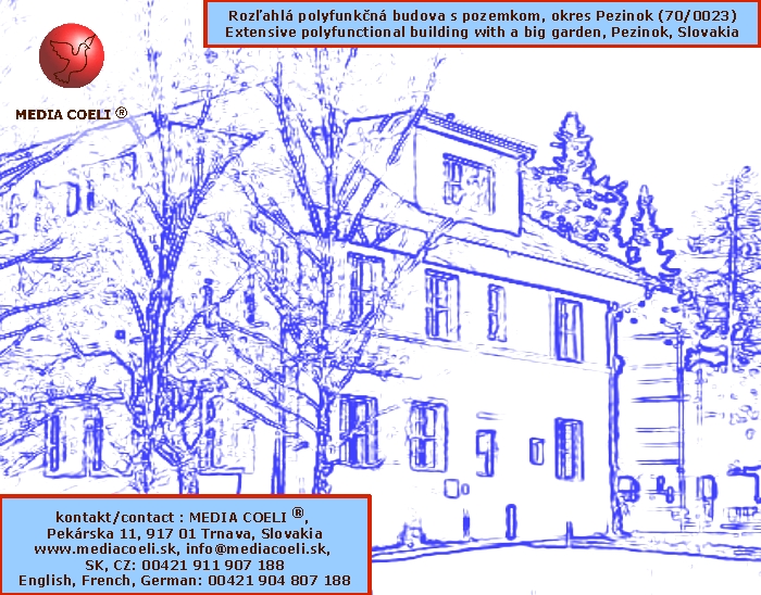 
	Roz�ahl� polyfunk�n� budova s pozemkom, okres Pezinok (70/0023)
