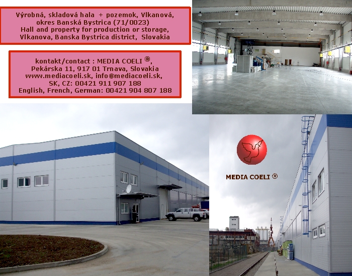 
	V�robn�, skladov� hala + pozemok, Vlkanov�, okres Bansk� Bystrica

