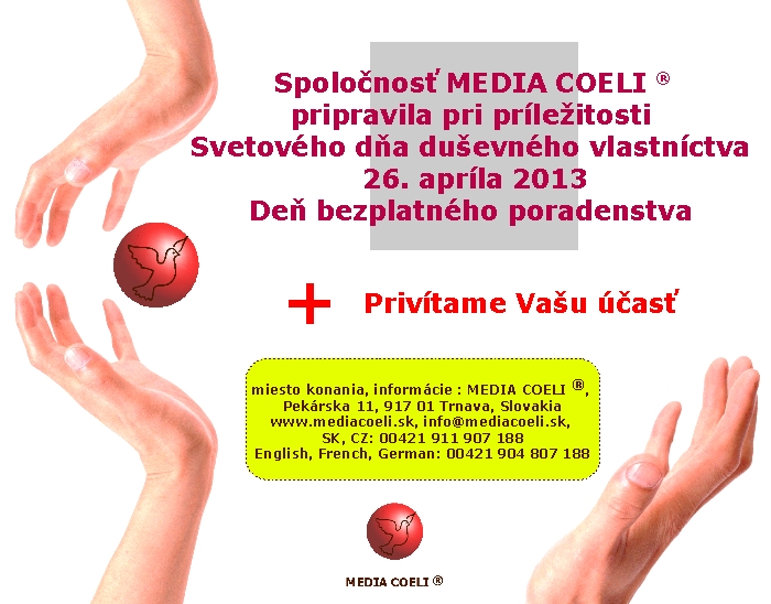 
	26. apr�la 2013: De� bezplatn�ho poradenstva v oblasti du�evn�ho vlastn�ctva.
